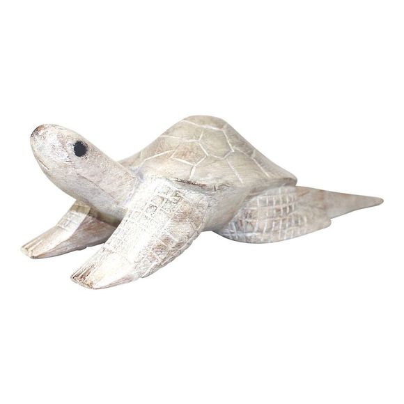 SII Accents Sea Turtle Door Stop Carved Wood Painted Whitewash